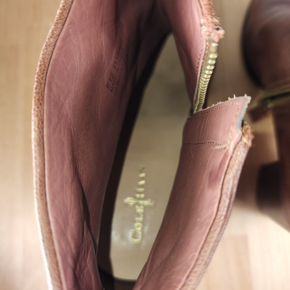 Cole Haan Nike Air Collab Boots Women's 9 Brown Leather Stacked Heel Side Zipper - Picture 11 of 14